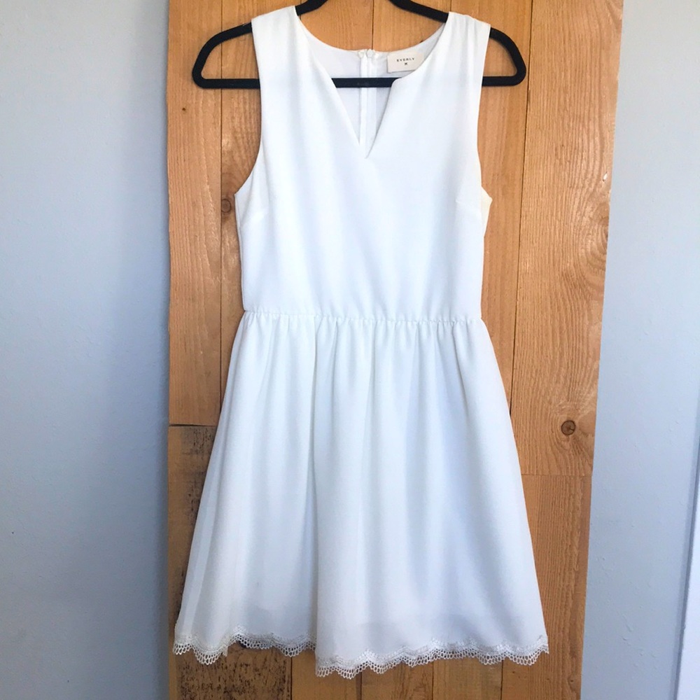 White v-neck dress